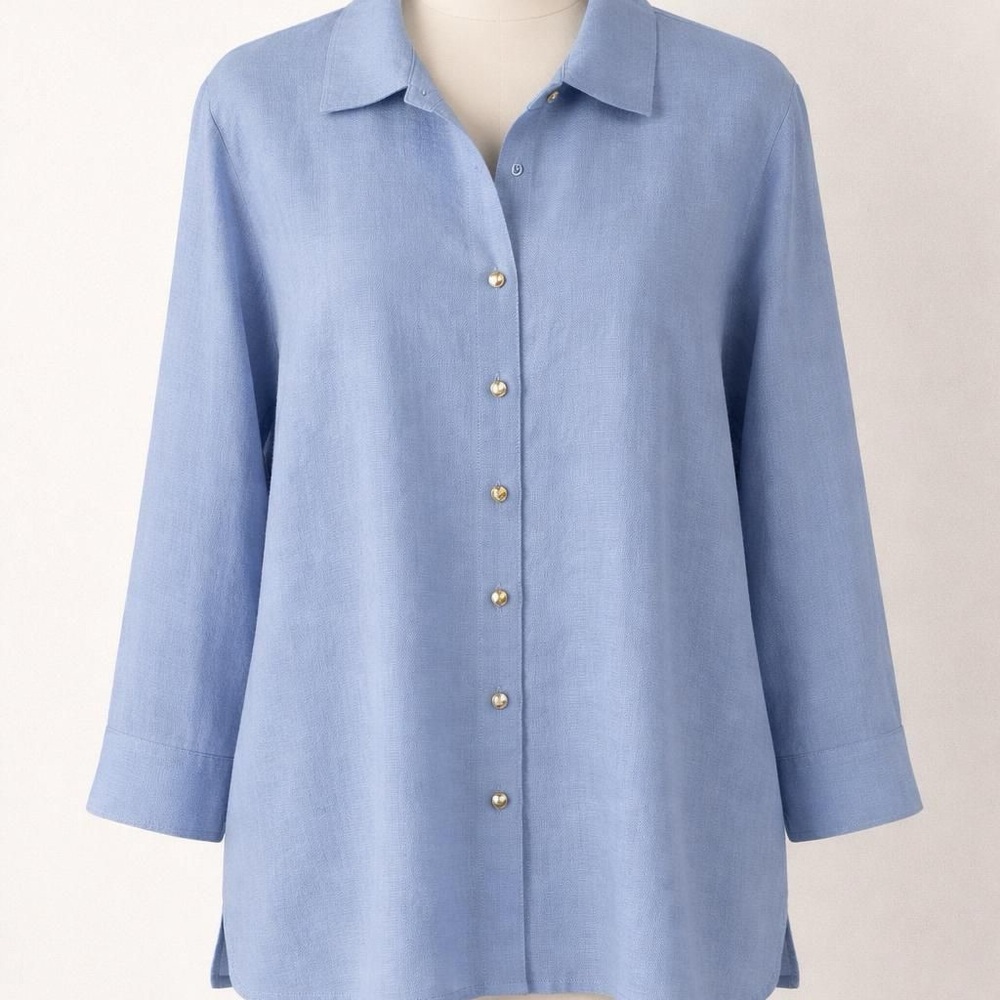 Orvis Soft Blue Linen Button-Down Shirt
